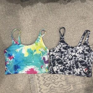 Bucee Buc-ee’s athletic tank top with built in bra Medium Tie Dye EUC longline